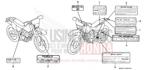 CAUTION LABEL XR250R1 de 2001